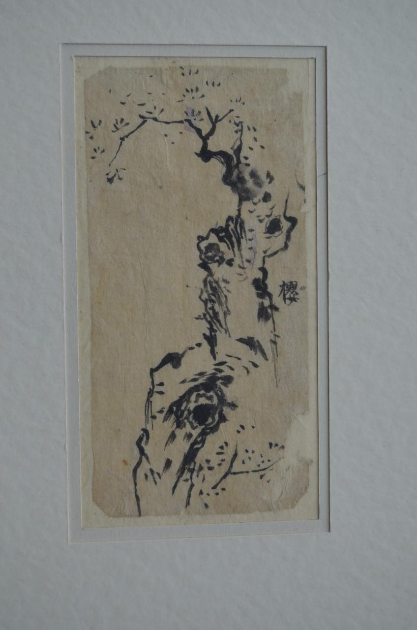 Schitterende oude Japanse tekeningen in passe-partout (2)