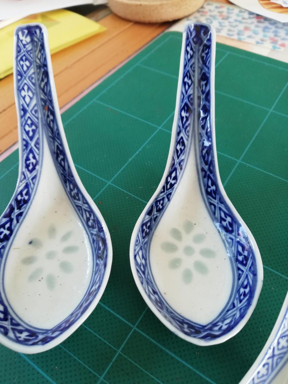 Chinese lepel soeplepel, porselein