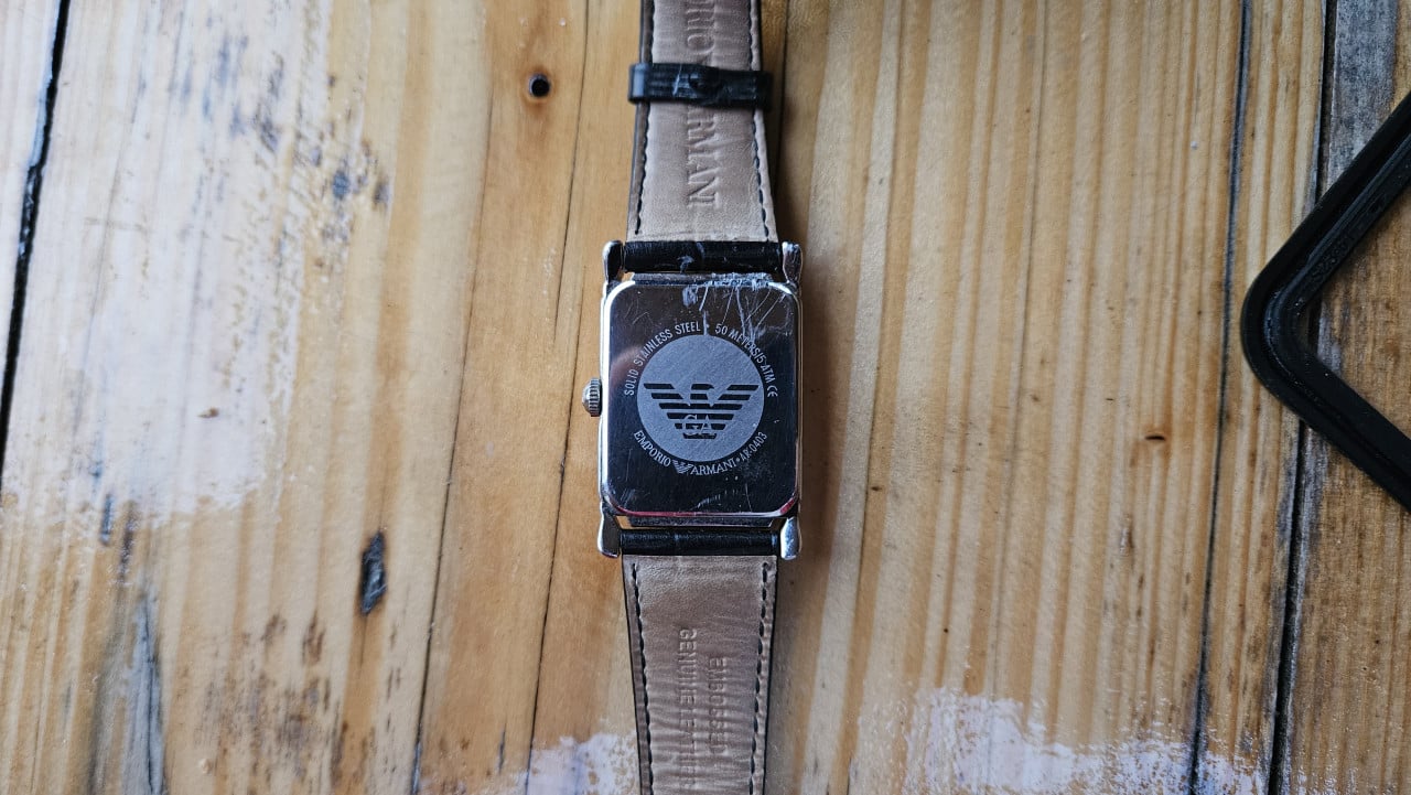 Emporio Armani Herenhorloge Rechthoek - Leer