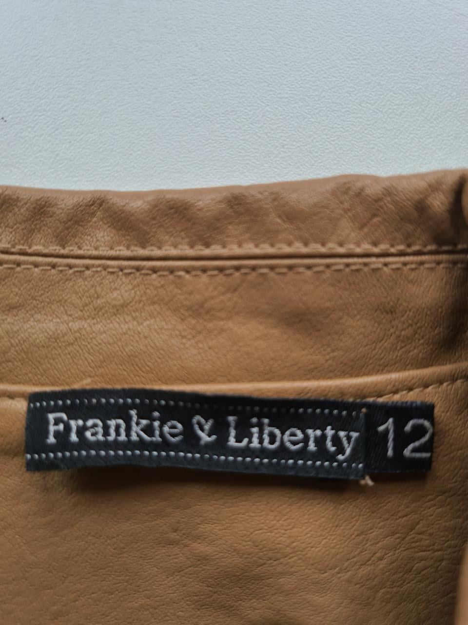 Beige, bruin PU leer jackje Frankie & Liberty  Mt 146-152