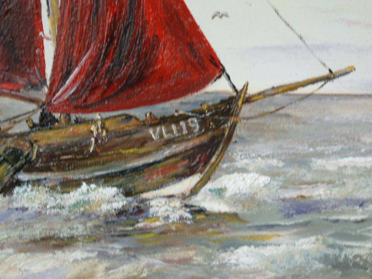 Houten Haring logger  op de zeil   zuiderzee botters -noordzee botters