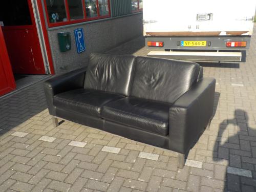 Mooie kwaliteit zwart leren bank breed 185 cm