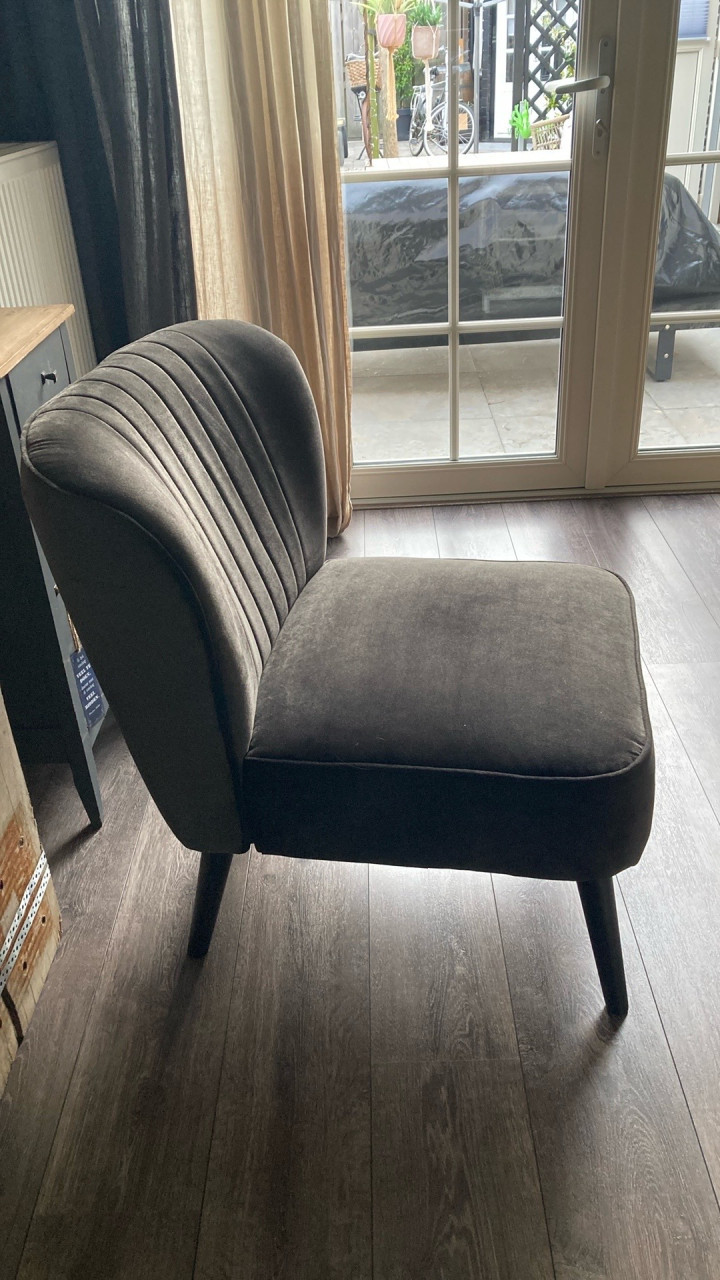 Zgan antracietkleurige velvet fauteuil