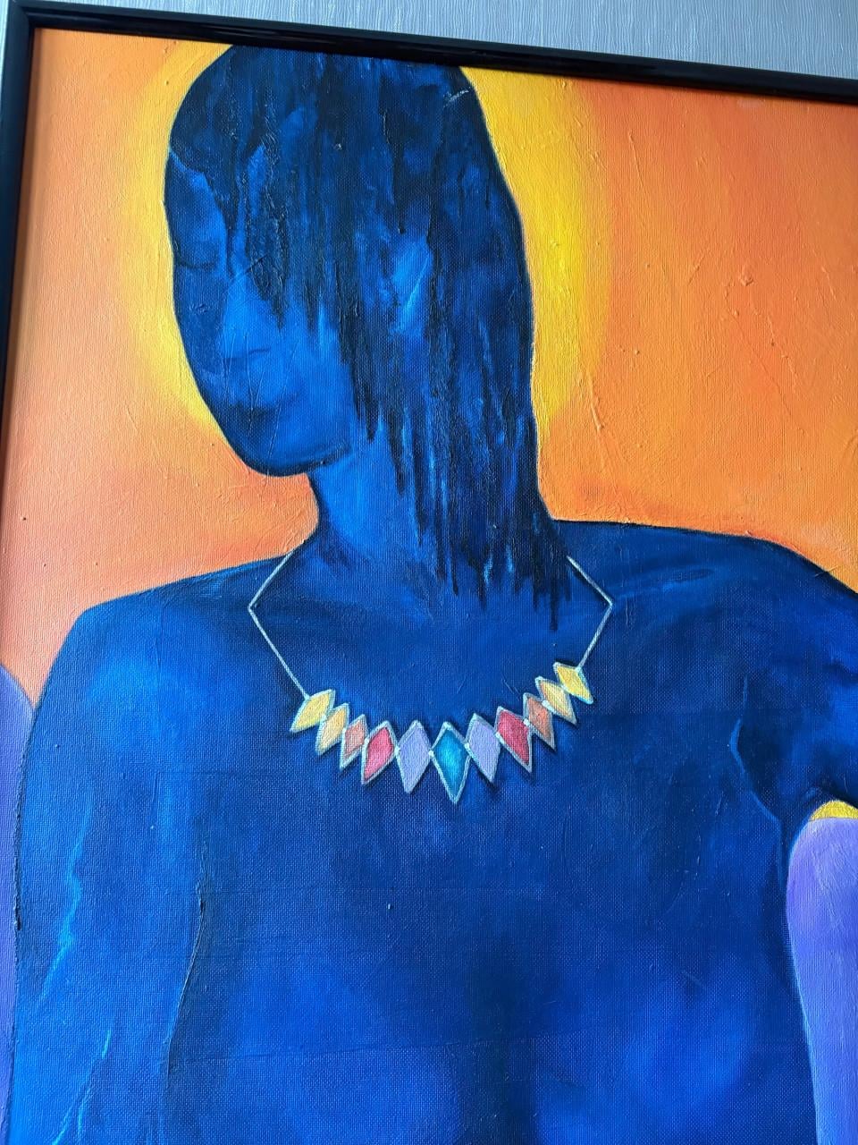 Groot schilderij op doek van vrouwelijk silhouet