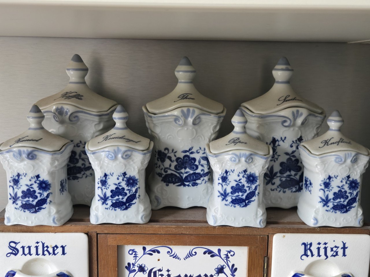 7 delige set : koffie-suiker-thee-kruiden, bieden mag