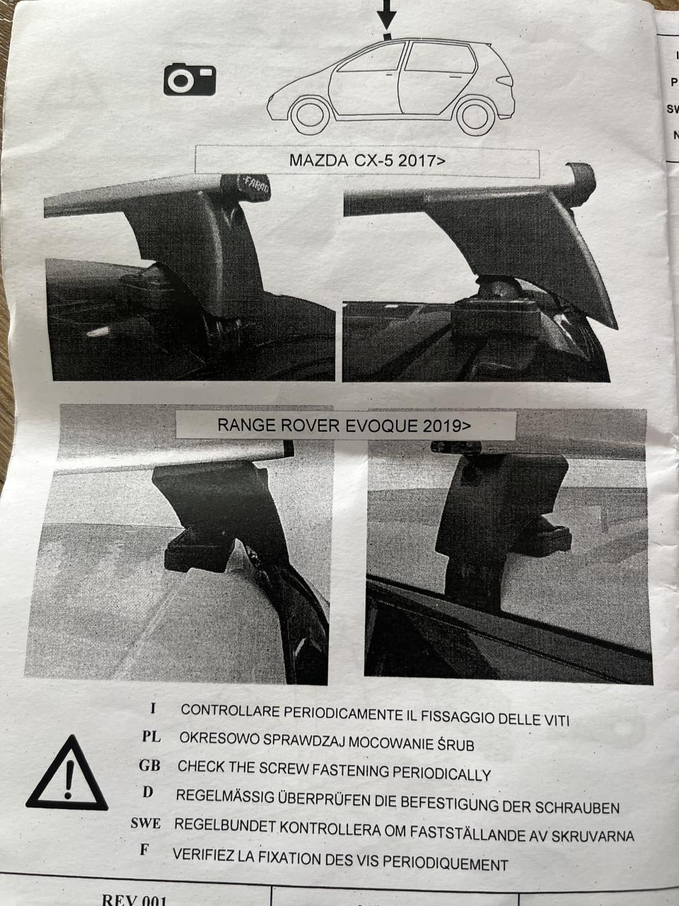 Dakdragers voor Mazda CX5-2017>, of Land Rover/Range Rover Evoque 2019>