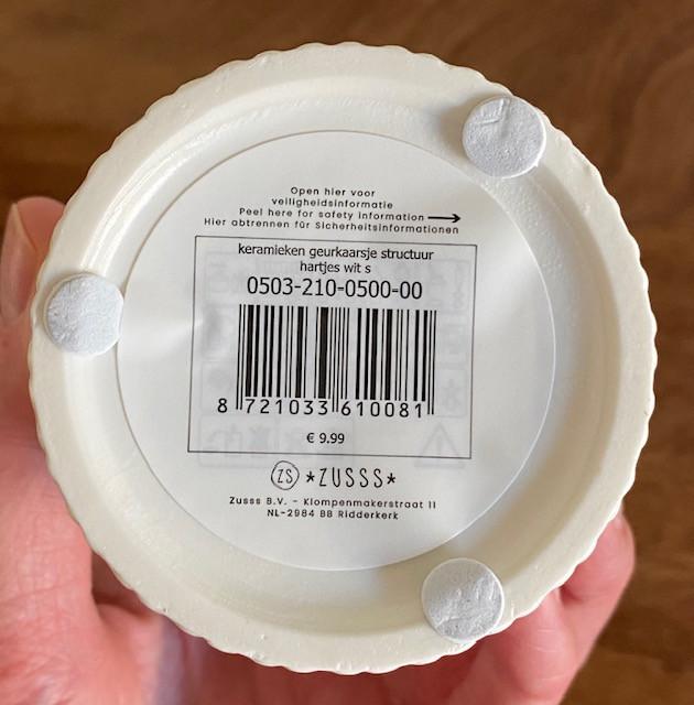 Zusss | Keramieken geurkaars hartjes S | Wit