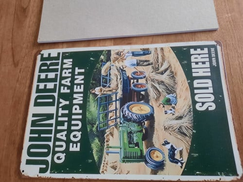 John Deere metalen bord 20 x 30 cm