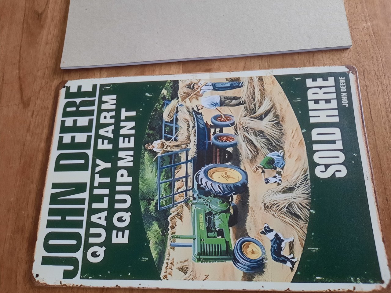 John Deere metalen bord 20 x 30 cm