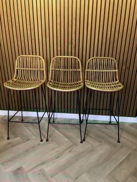 Rotan barkruk 3 stuks
