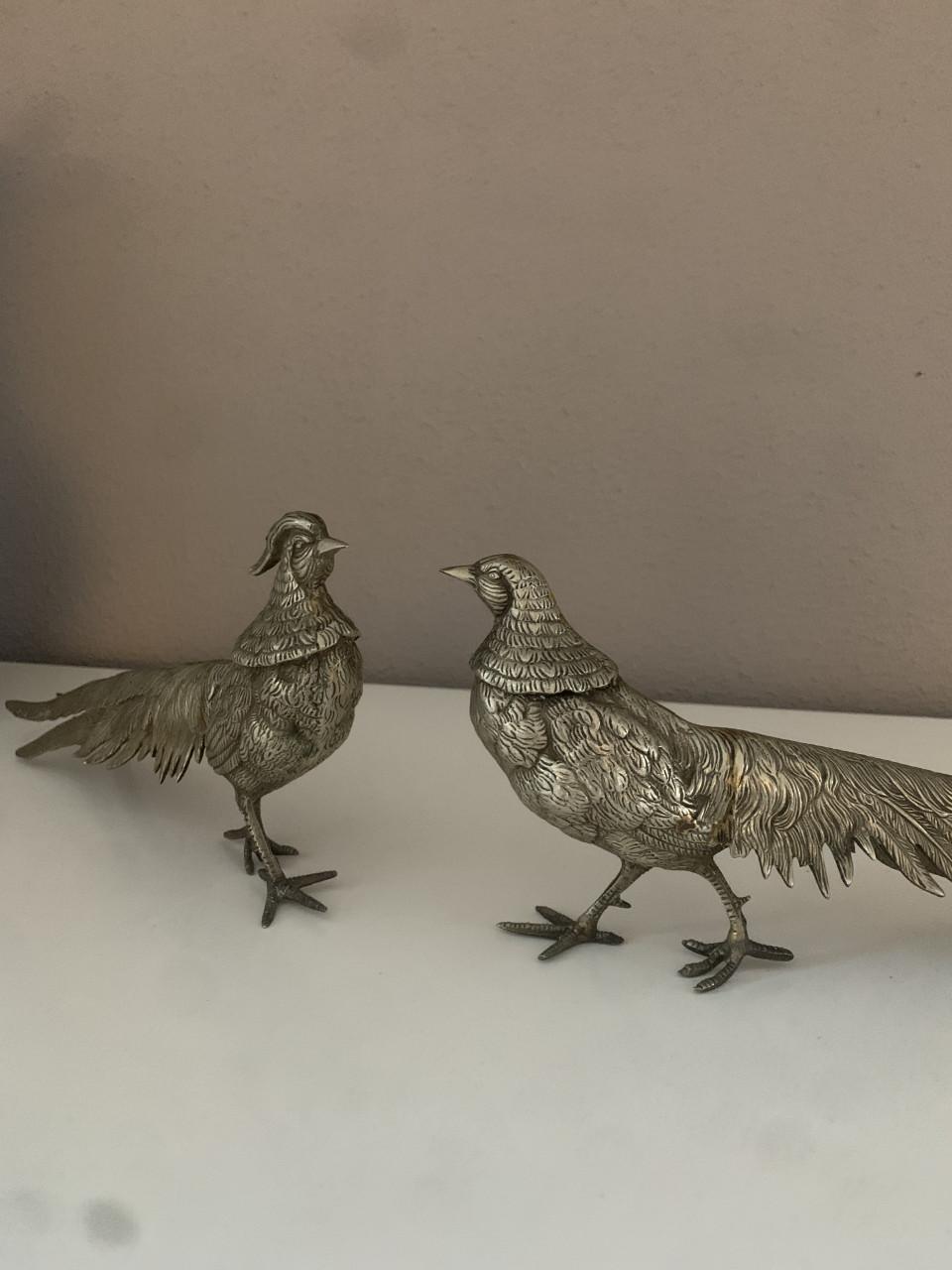 Verzilverde Fazanten , vintage