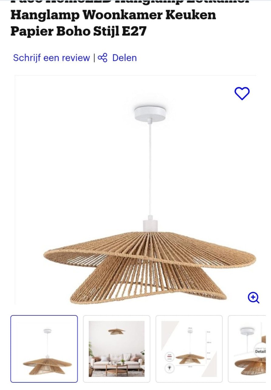Hanglamp riet groot  paco home