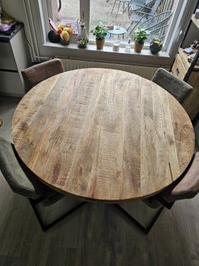 Mangohouten eettafel + 4 stoelen