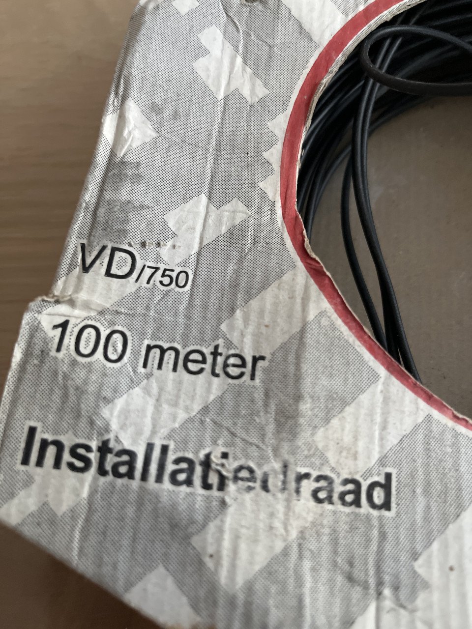 Instalkatiedraad, Draka. VD, zwart 1,5 mm2