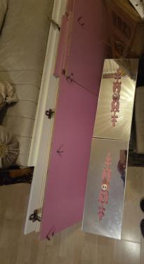 Kinder kledingkast meisje: roze/wit met 2 deuren + 2 lades + spiegel