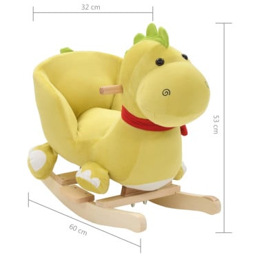Hobbeldier draak met rugleuning 60x32x53 cm pluche limegroen casaxl