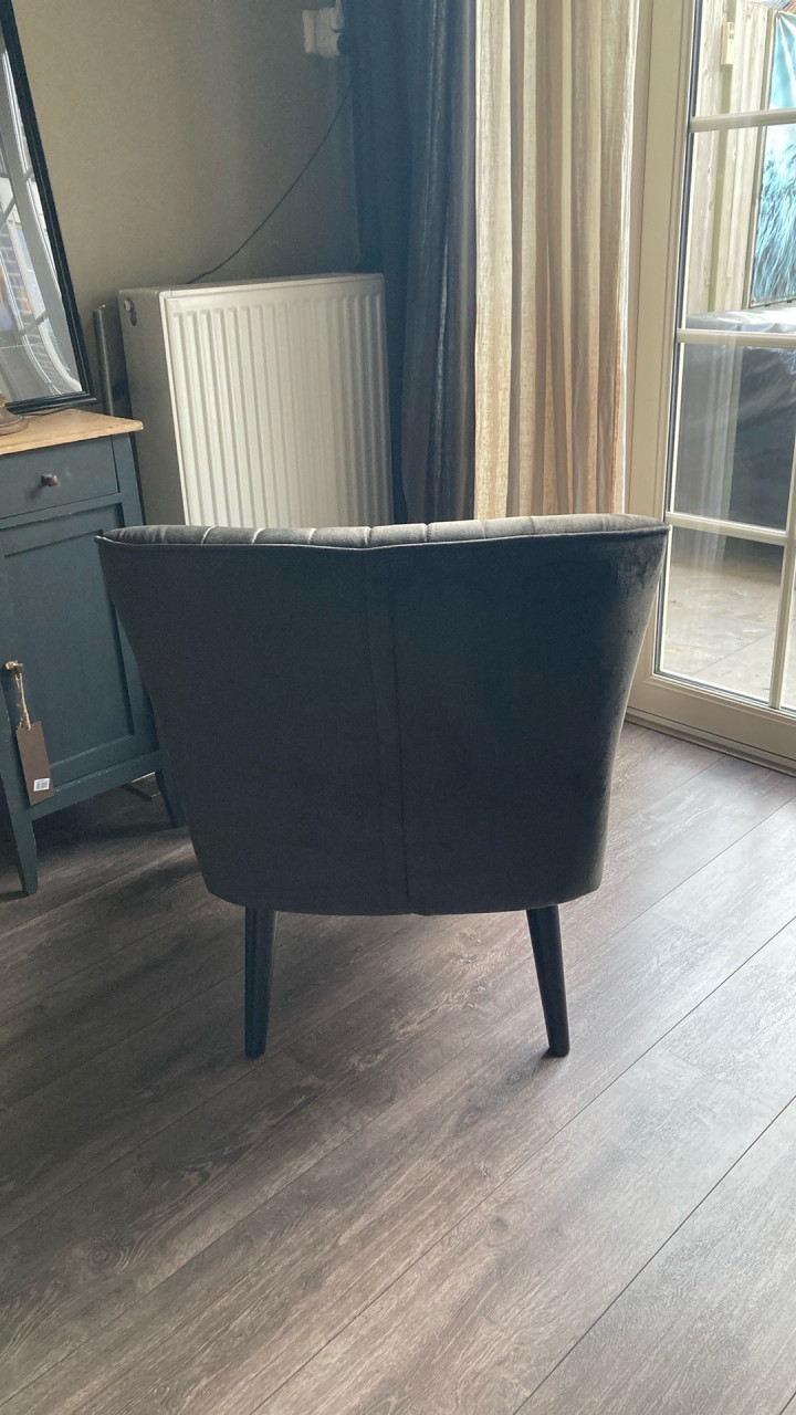 Zgan antracietkleurige velvet fauteuil