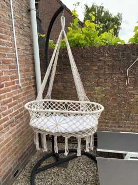 Hangwieg - Macramé Baby Wieg - Gehaakte Baby Kribbe -