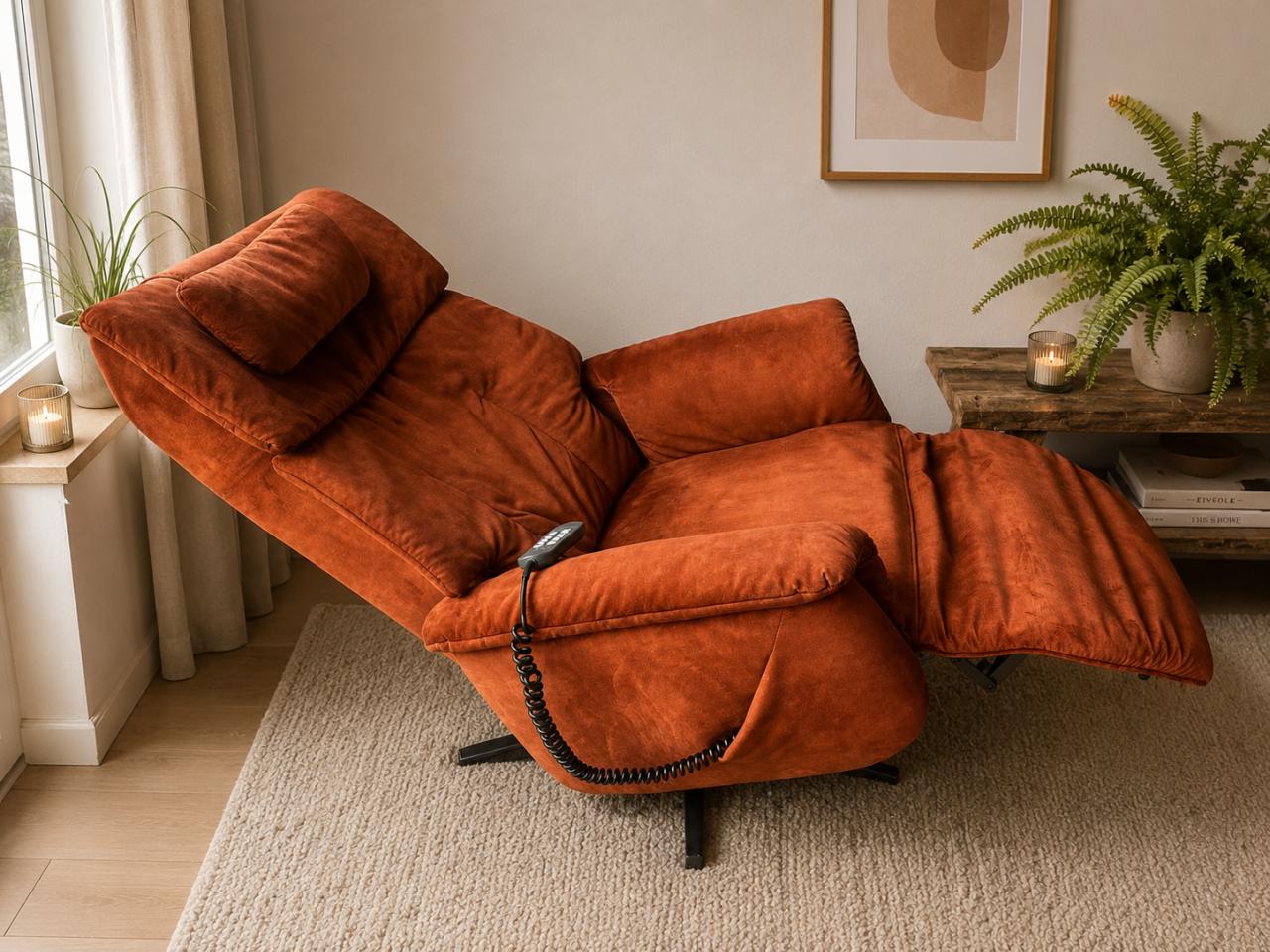 Prominent elektrische bedienbare relaxfauteuil, 3 motoren