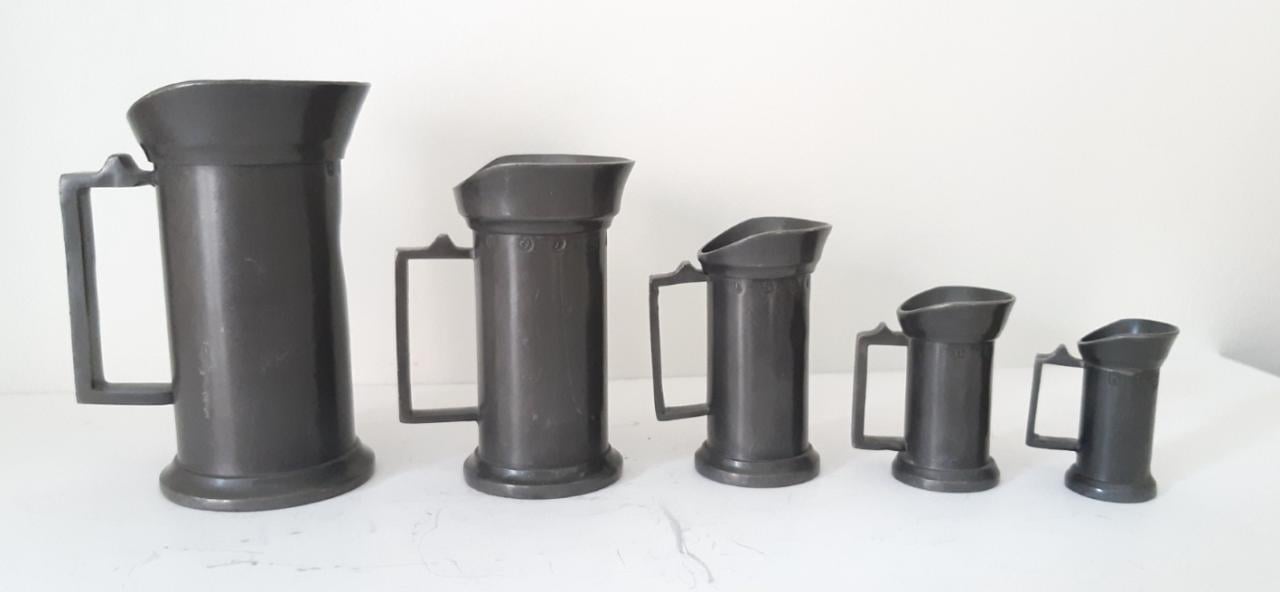 5 tinnen maatkannetjes