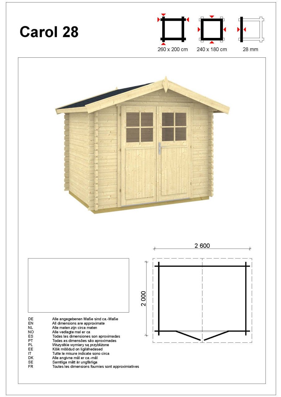 Tuinhuis model Carol 28
