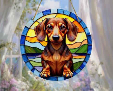 Raamhanger teckel ( extra kleurrijk )