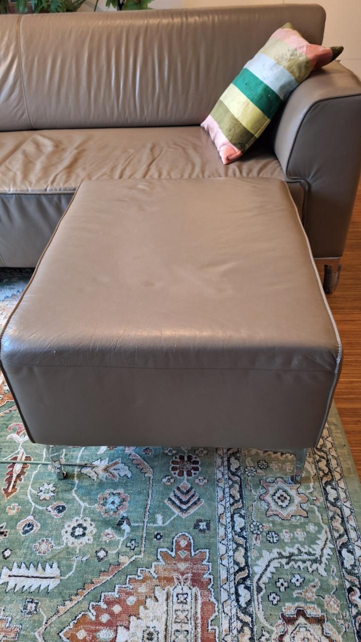 Montel lederen 3-zitsbank met voetenbank