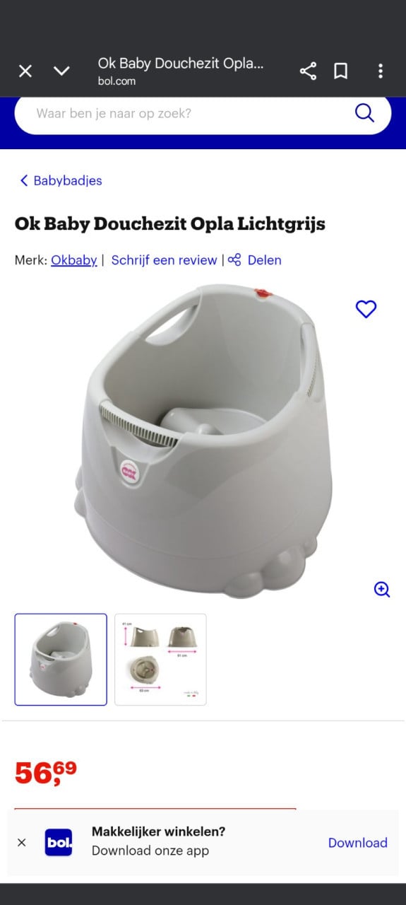 OK baby douchezitje zitbadje peuter gratis ophalen Goes