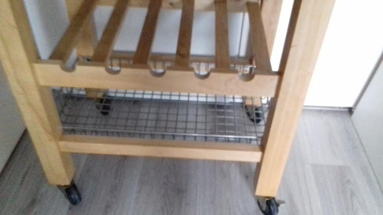Houten Keuken Trolley serveerwagen met roestvrij metaal blad