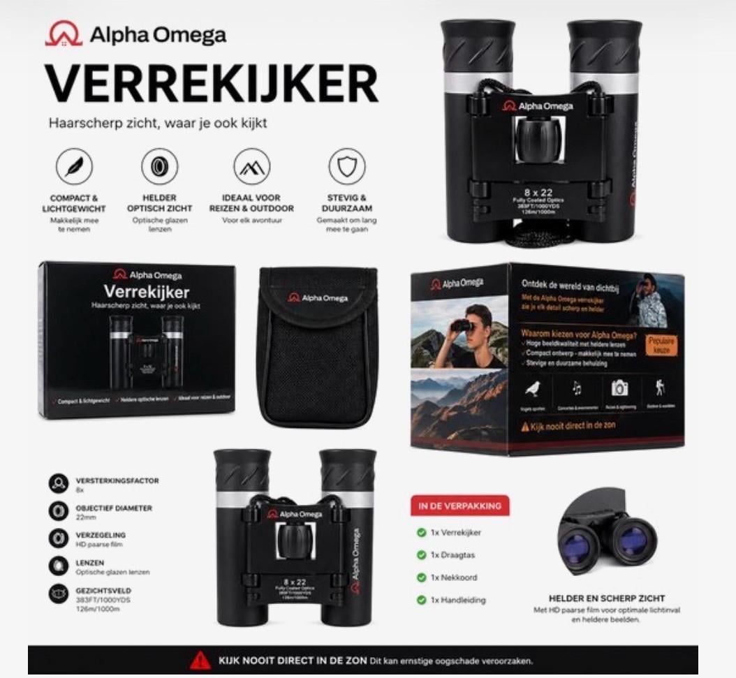 Alpha Omega 8x22 Verrekijker - Compact & Lichtgewicht