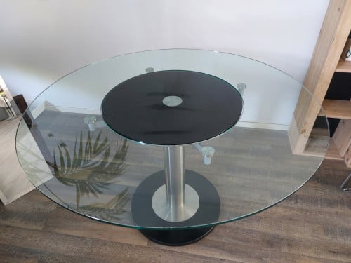 Glazen ronde eettafel met draaiplateau