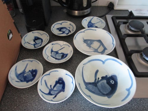 Schalenset met vissen