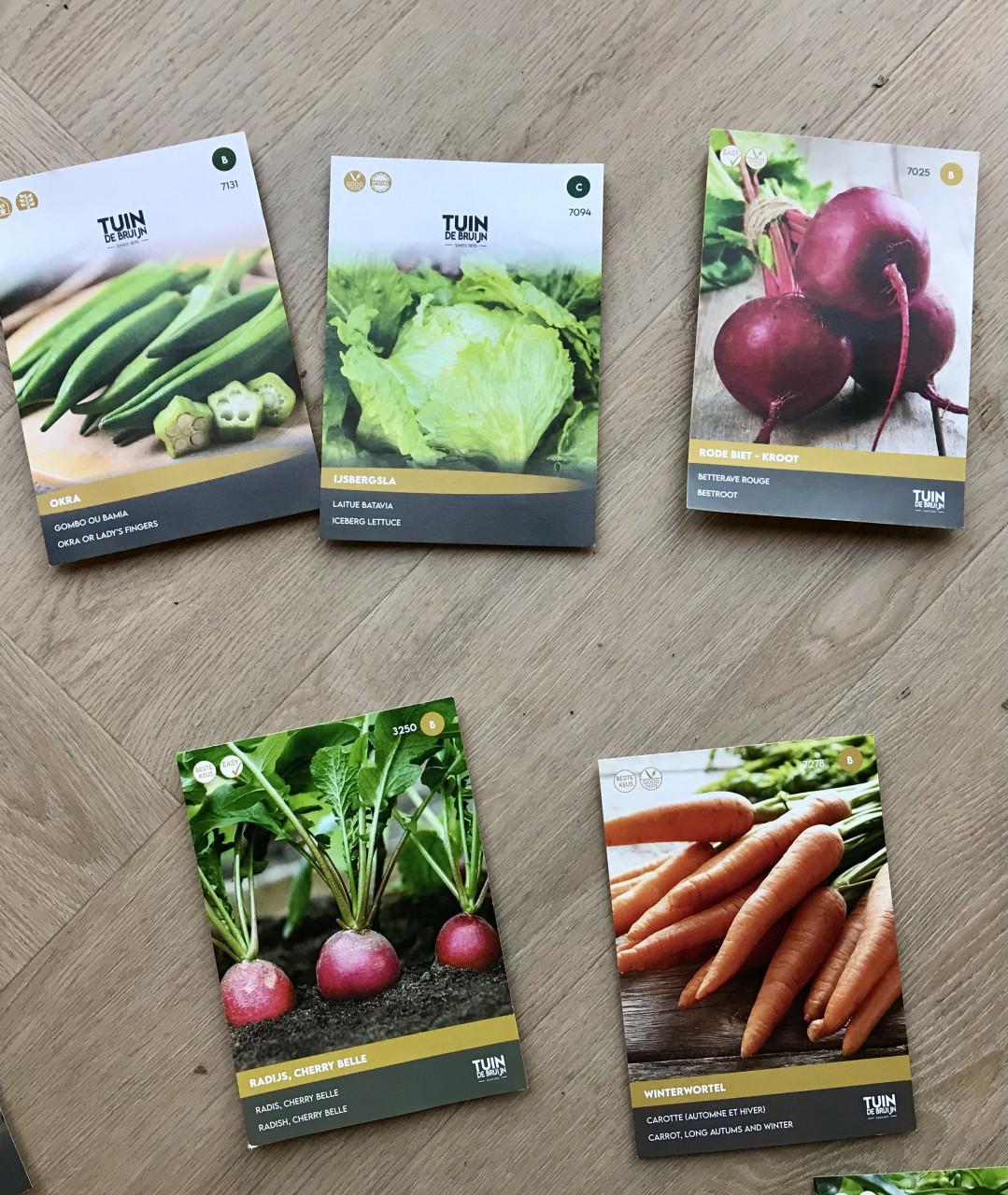 Diverse zakjes biologische zaden moestuin nieuw