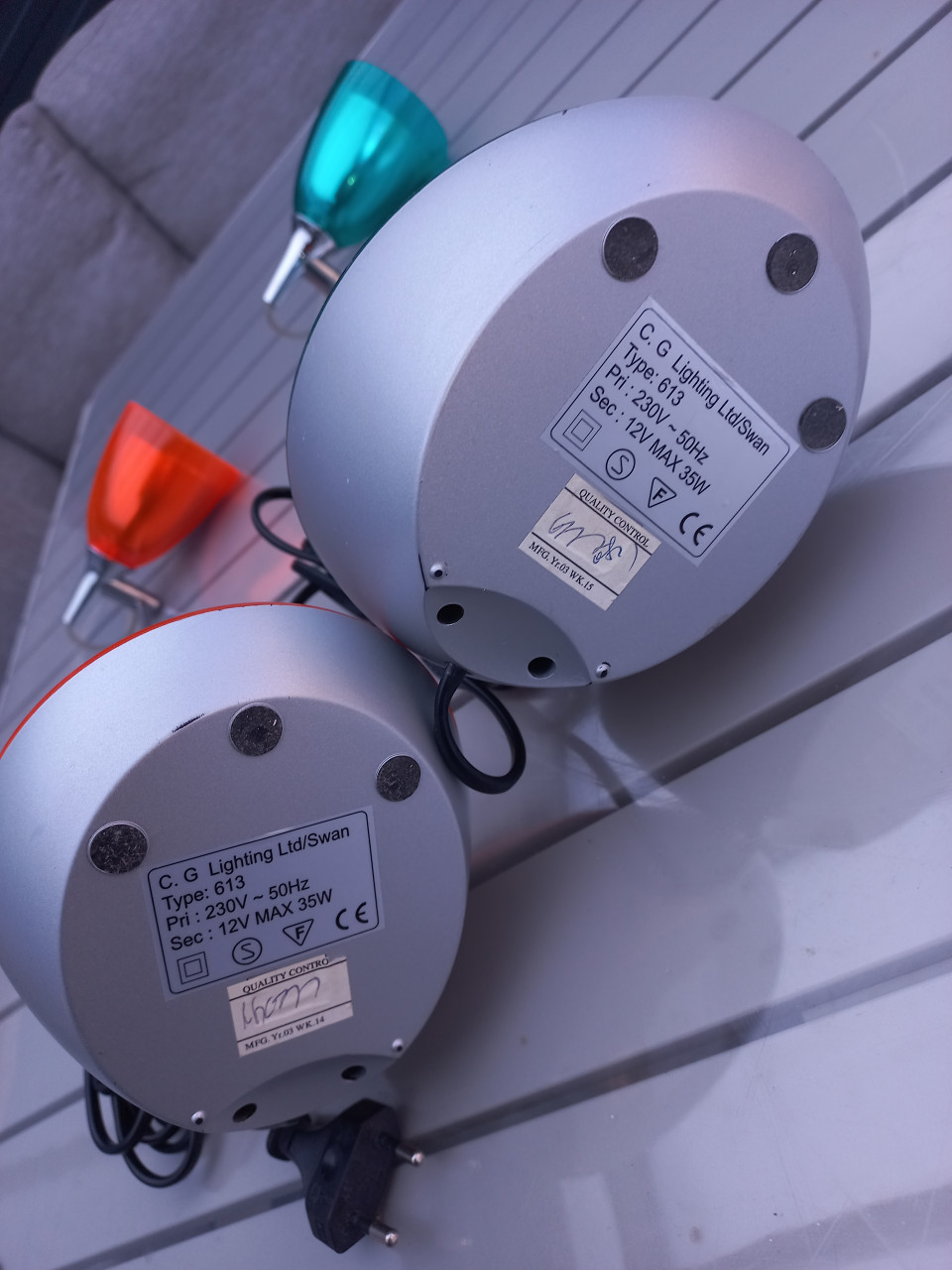 2 X  prachtige Tafellampen  CG Lighting ltd/swan 613. 12v