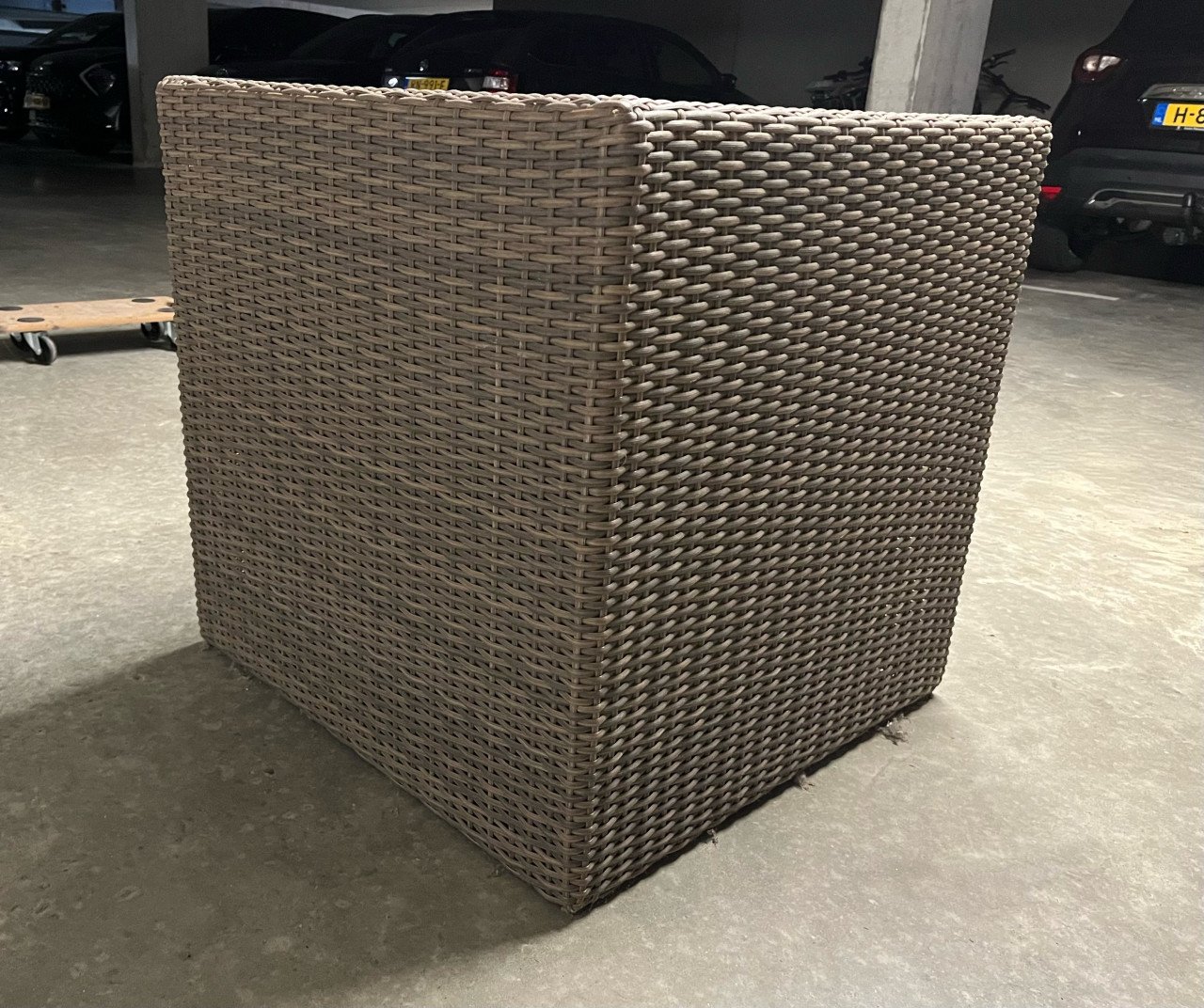 Wicker plantenbak bruin