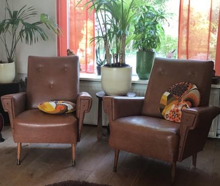 2 Vintage jaren 60 skai fauteuils
