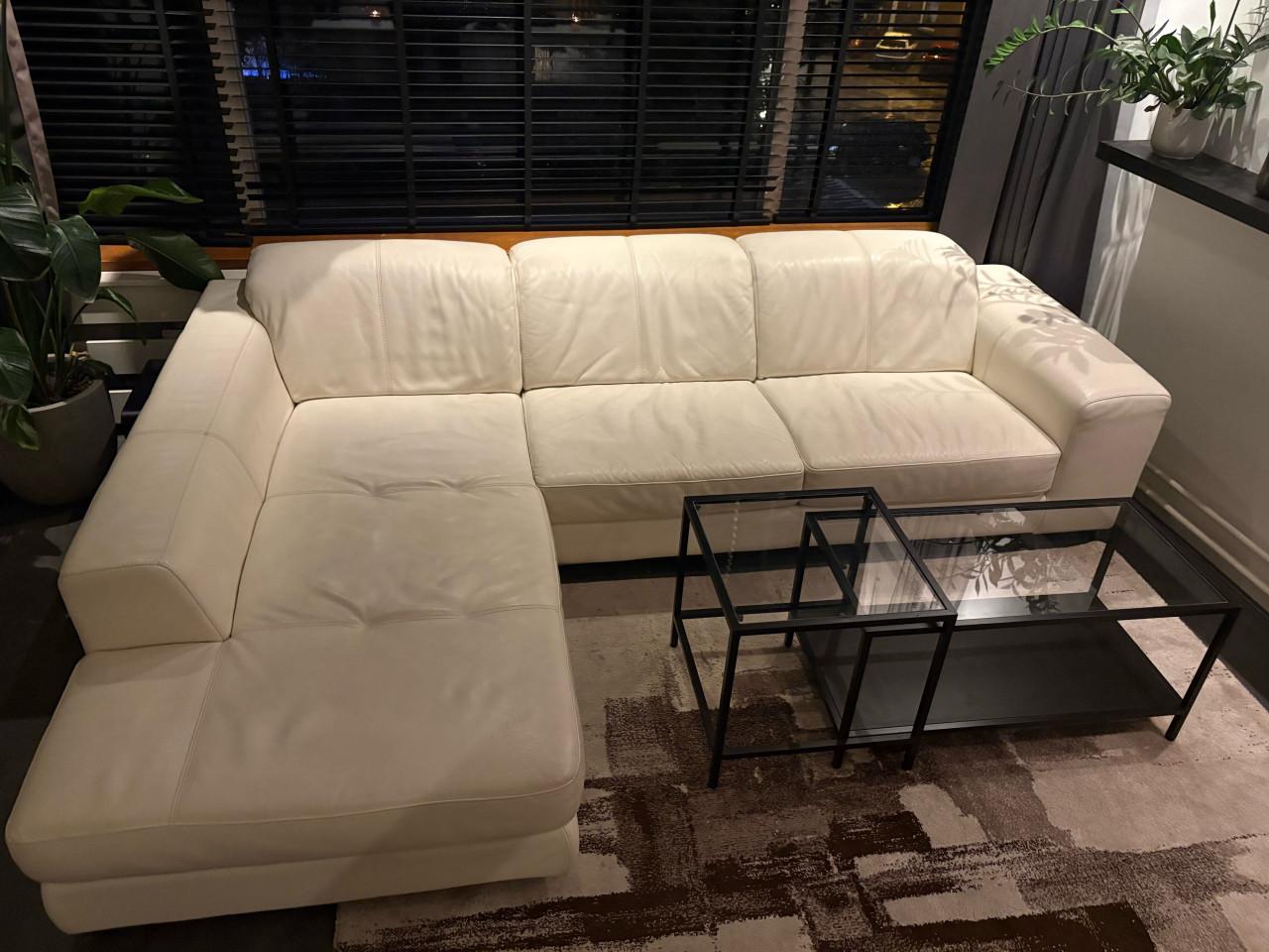 MONTEL Design Leren Hoekbank – Wit – 290cm – Verstelbare Hoofdsteunen