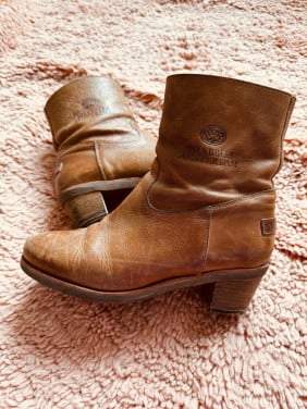 Shabbies Amsterdam cognac leren enkellaarsjes 40