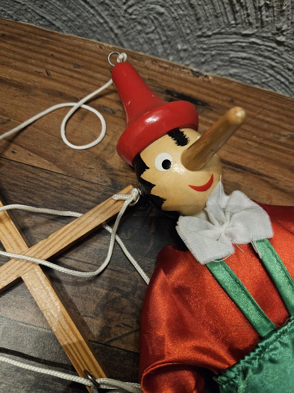 Vintage houten Pinokkio marionetpop - Handgemaakt