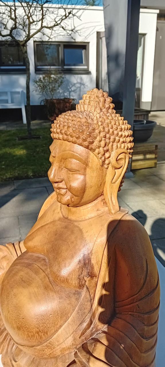 Mooie massief houten zittende boeddha uit Bali