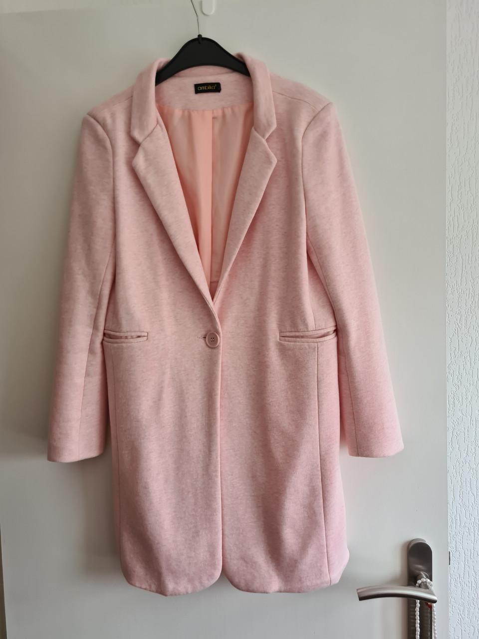 Ambika licht roze lange dikke blazer jas Maat L