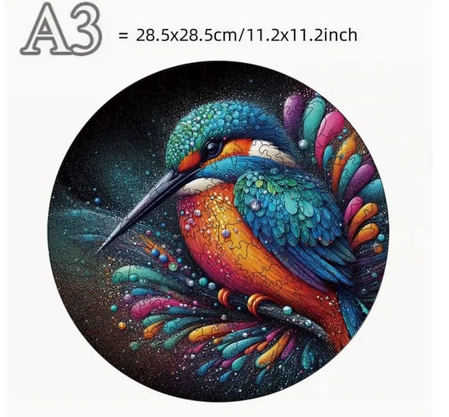 Houten puzzel - LARGE ( + speciale stukjes ) ijsvogel
