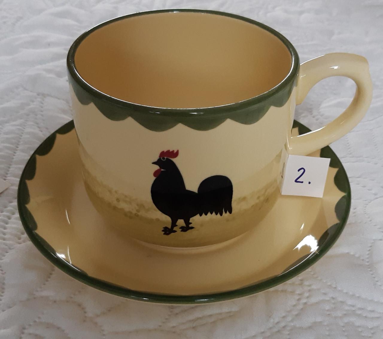 Kip en haan servies: 1 soepkop + 1 schotel