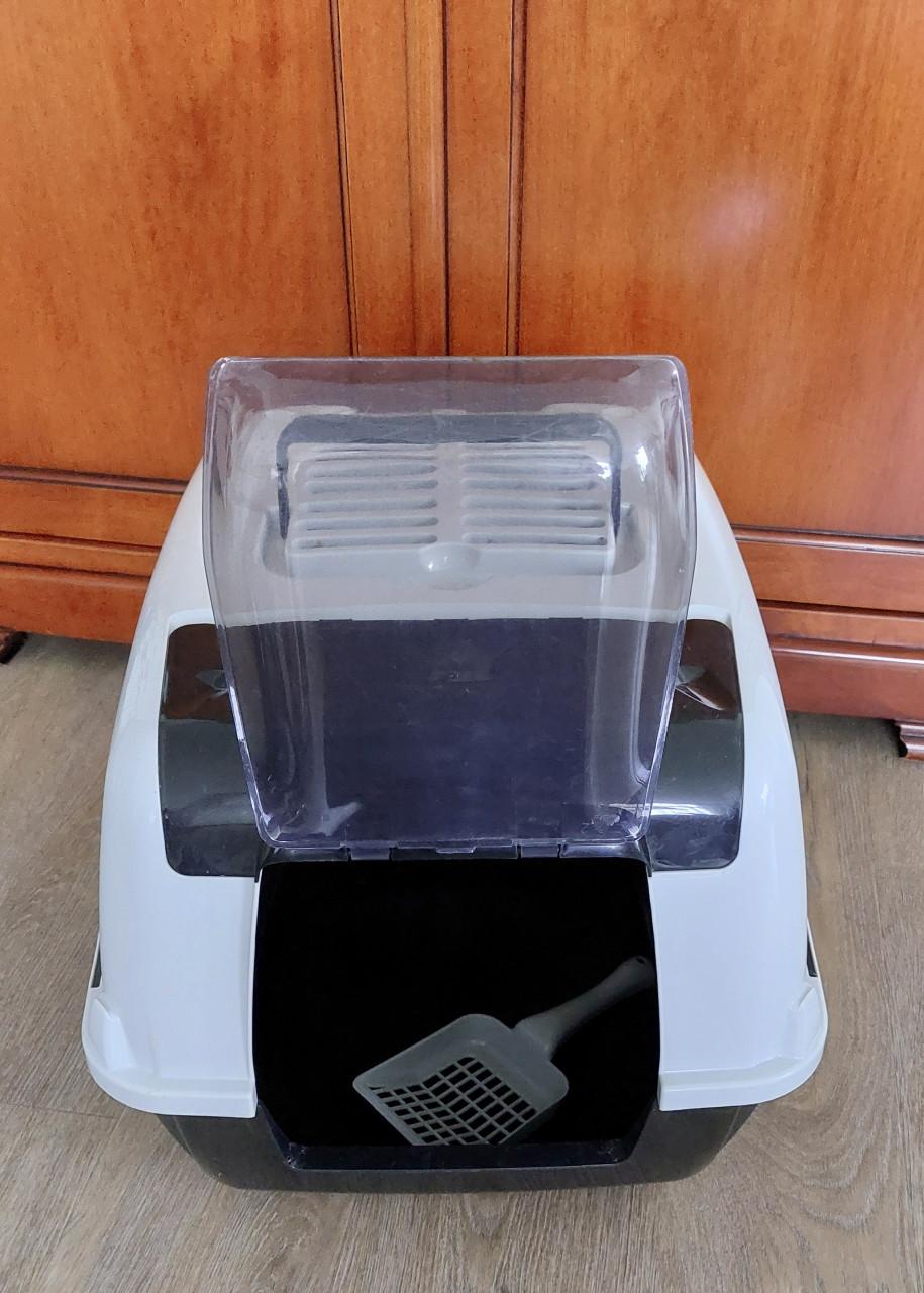 XL Kattenbak*GROOT*kattentoilet*grijs wit*55x40.5x39 cm* als nieuw!