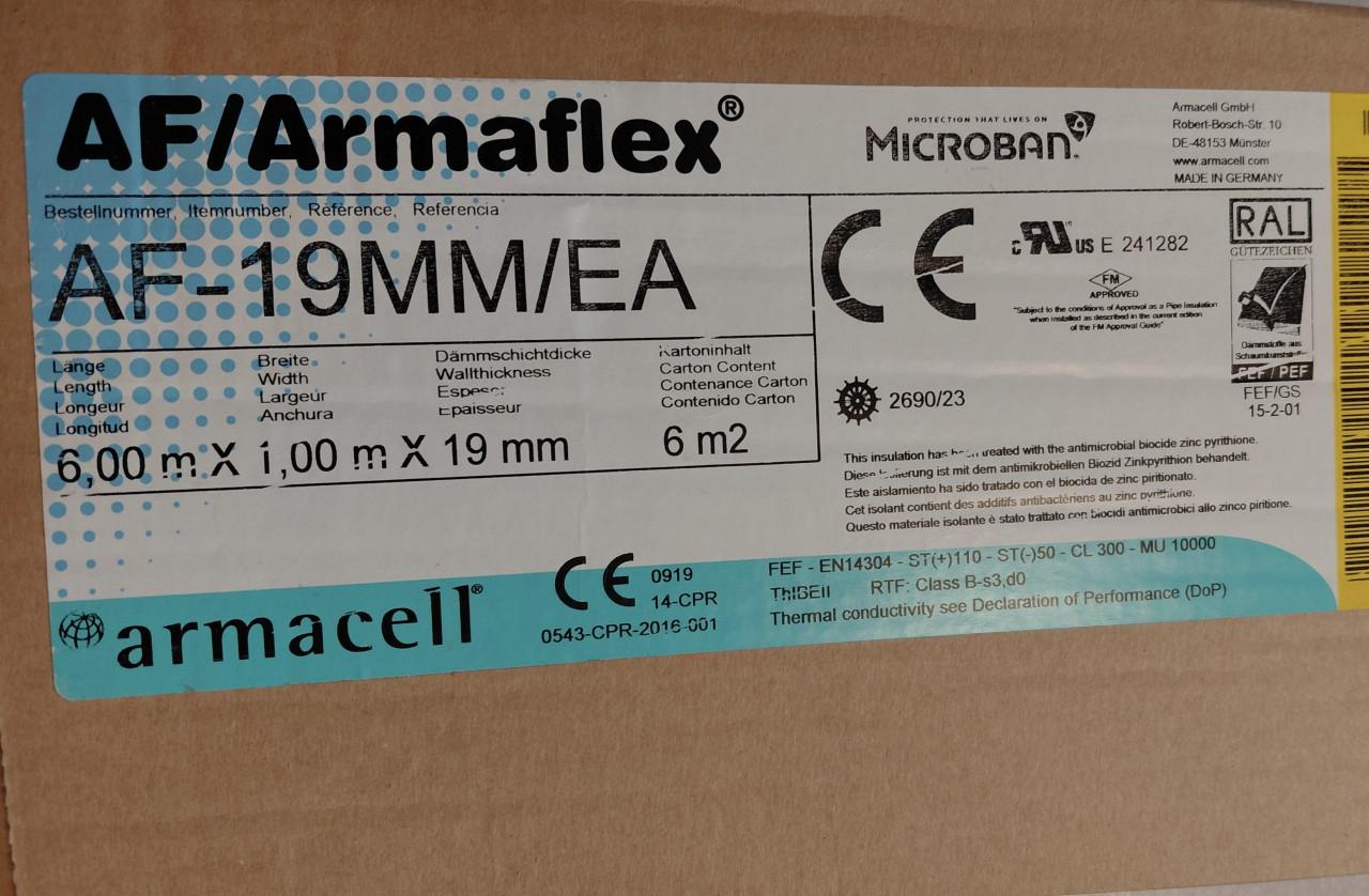 Armaflex AF isolatie, 19 mm, 6 x 1 m, 2 dozen.