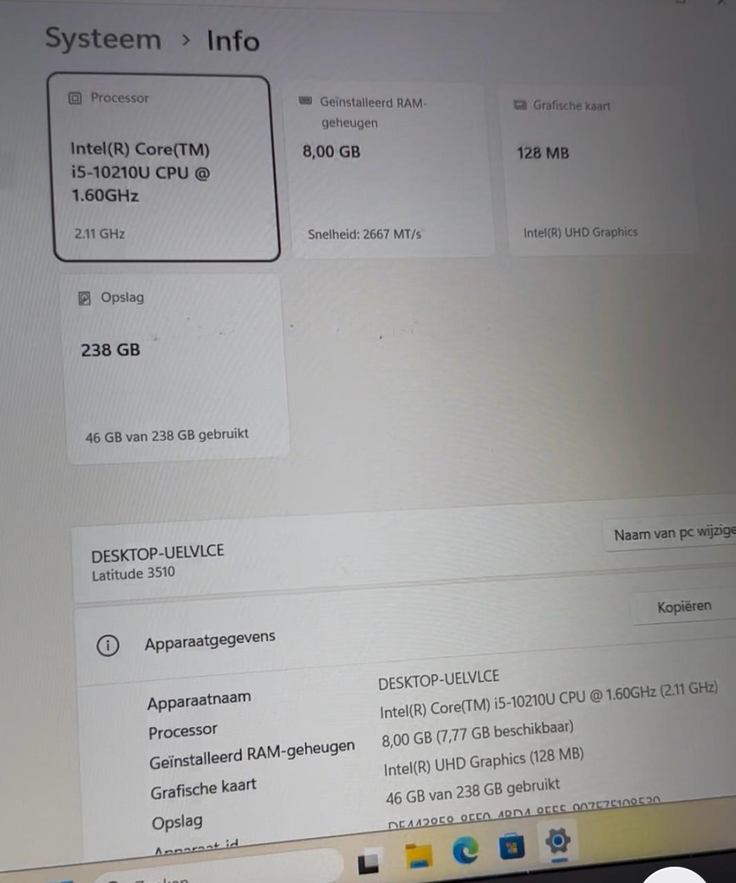 Dell Latitude 3510 / Intel Core i5 / 10de generatie / 8GB/