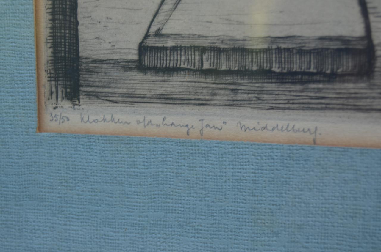 Zeer fraaie ets Louis Heymans: L.Jan en Malle Betje in één!!