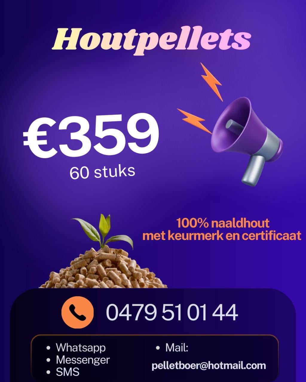 Pellets houtpellets 100 prct naaldhout  krmerk certif