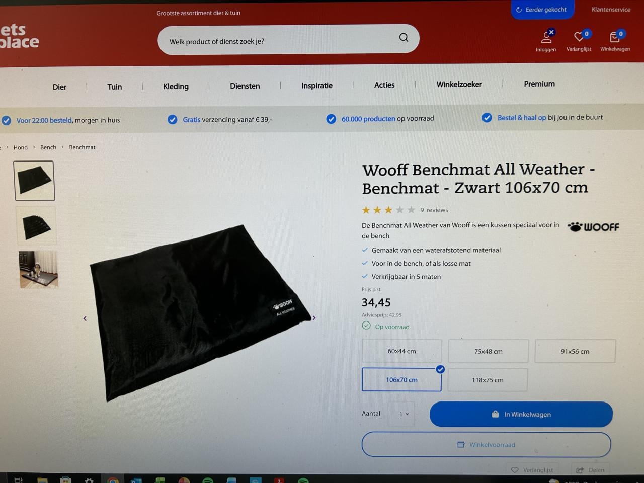 Nieuwe XL Adori hondenbench met all weather benchmat