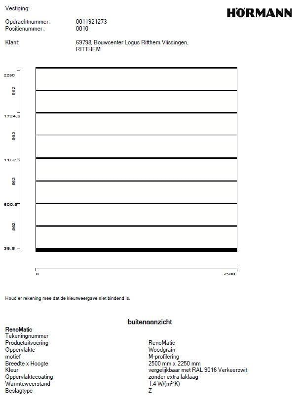 Hörmann sectionaaldeur 2500x2250 mm NIEUW